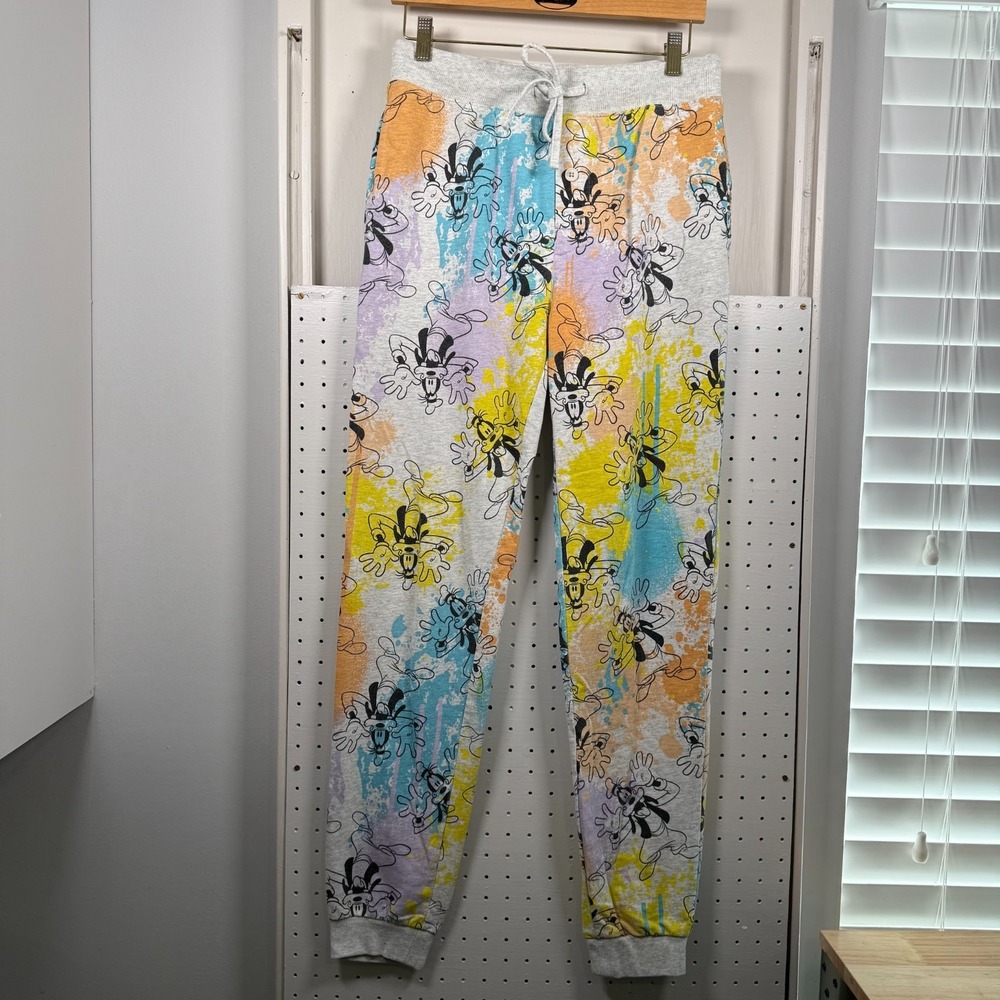 Disney Goofy‎ Jogger Pants Women's Multicolor Print Drawstring Waist - Small